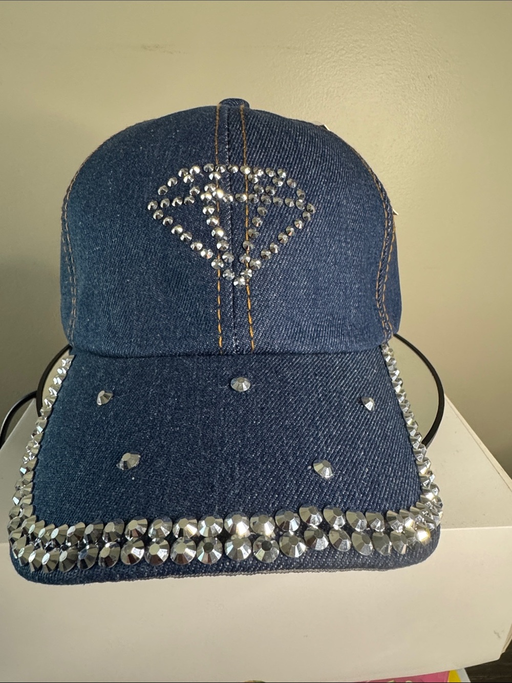 Bling Denim Diamond Baseball Cap NWT